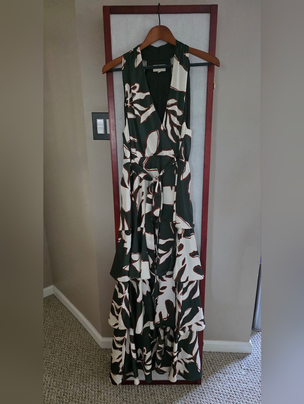 Melloday Tiered Faux Wrap Maxi Cocktail Dress